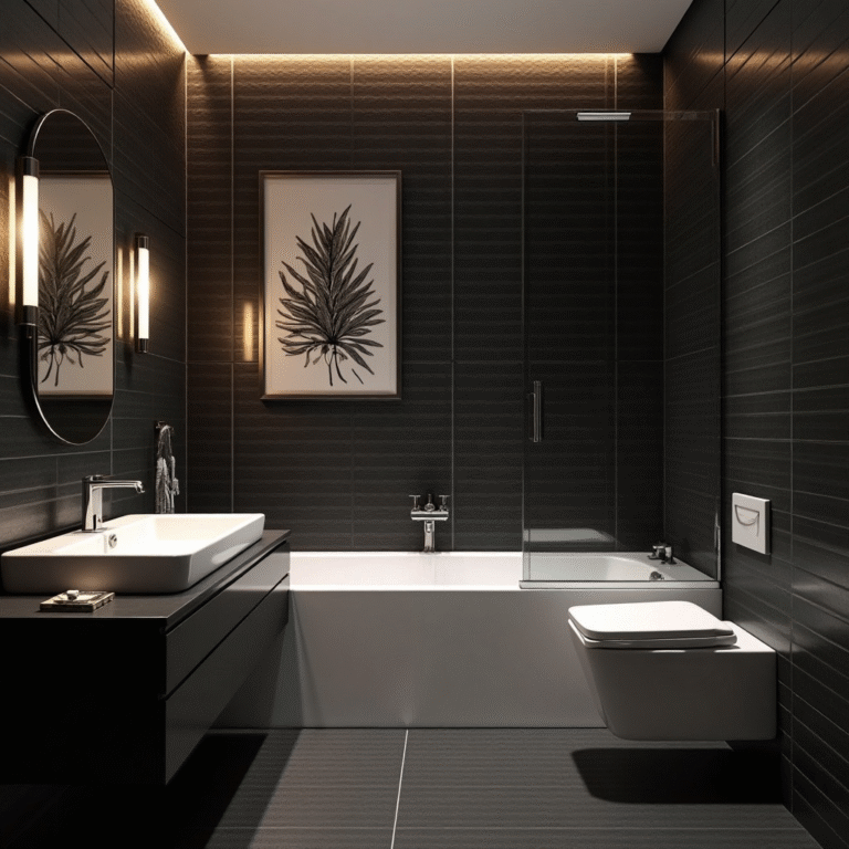 black tile interior design